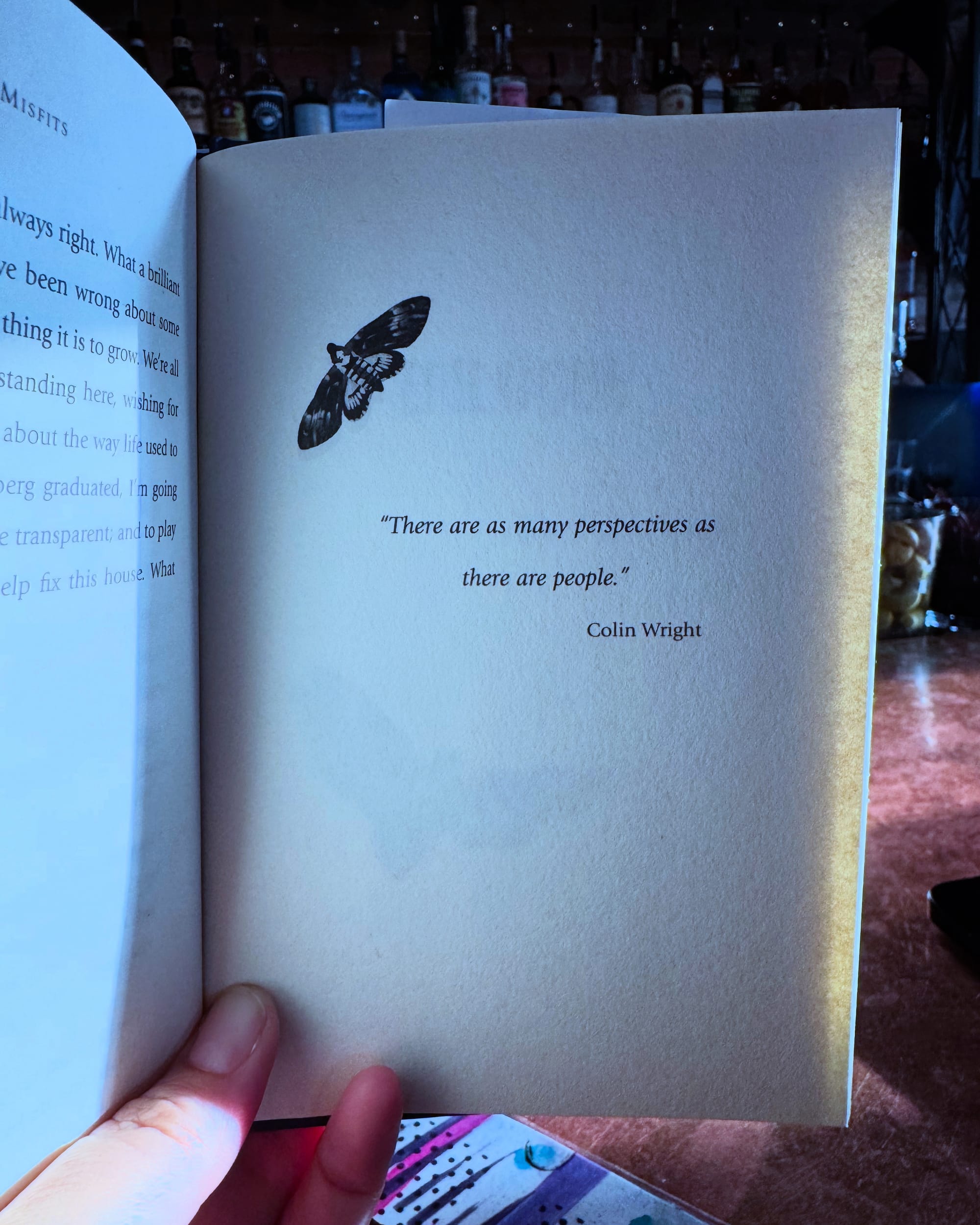 A page of a book that reads "There are as many perspectives as there are people." Colin Wright