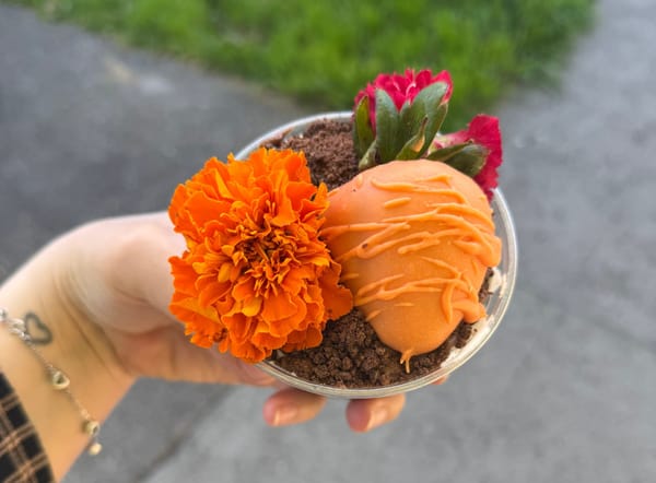 an ice cream sundae with flowers